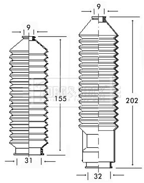 BORG & BECK Putekļusargu komplekts, Stūres iekārta BSG3131